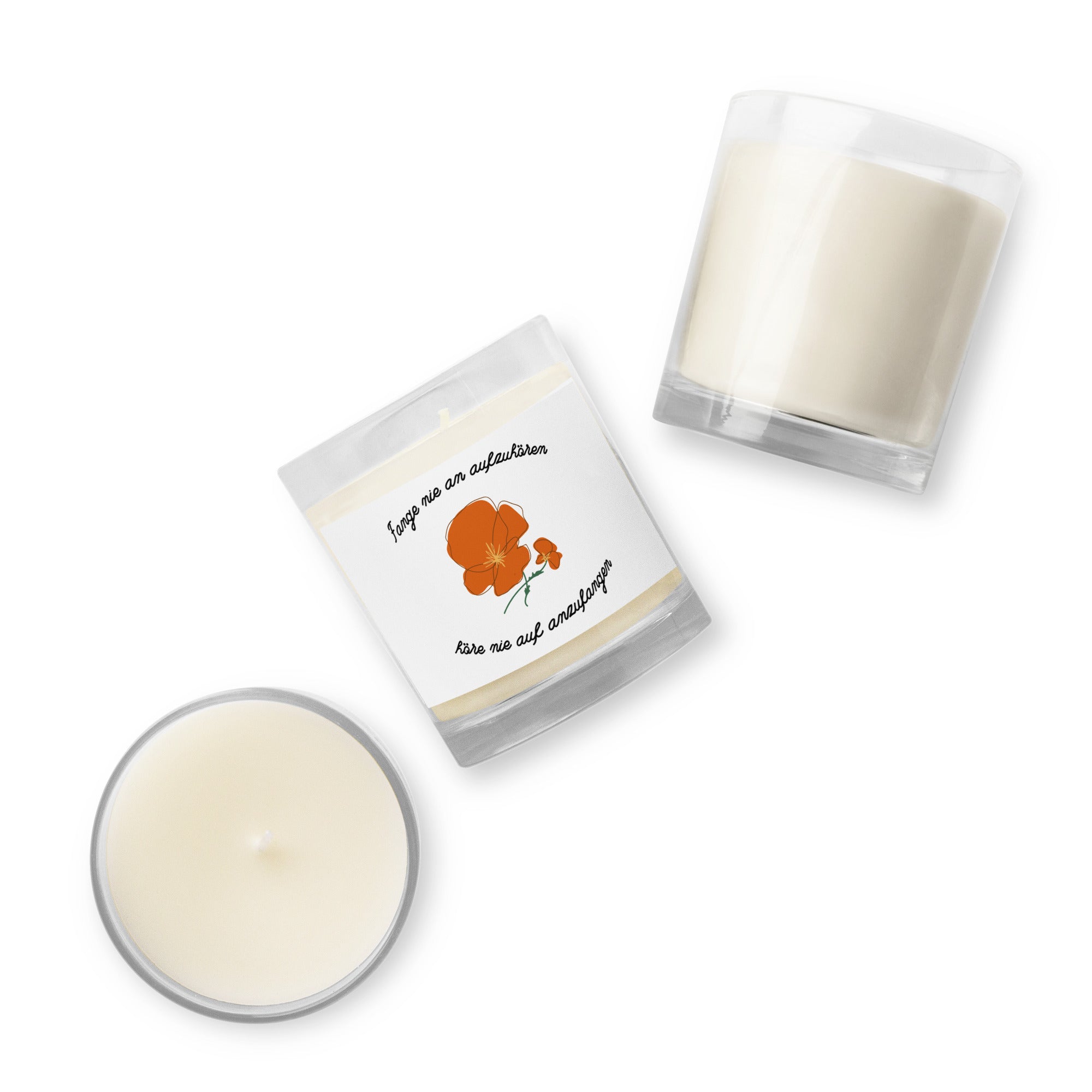 Fange nie an aufzuhören German Glass jar soy wax candle