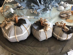 Farmhouse Grey Stripe Fabric Pumpkin - Large Accent Decor La Vie Bien Farmhouse Grey Stripe Fabric Pumpkin - Large