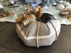 Farmhouse Grey Stripe Fabric Pumpkin - Large Accent Decor La Vie Bien Farmhouse Grey Stripe Fabric Pumpkin - Large