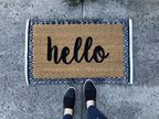 Farmhouse script hello Doormat by Nickel Designs Custom Doormats