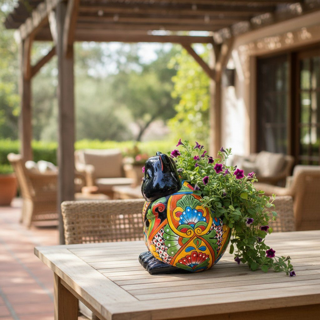 Fat Cat Talavera Planter | Handmade Mexican Pottery Talavera Planter La Vie Bien Fat Cat Talavera Planter | Handmade Mexican Pottery
