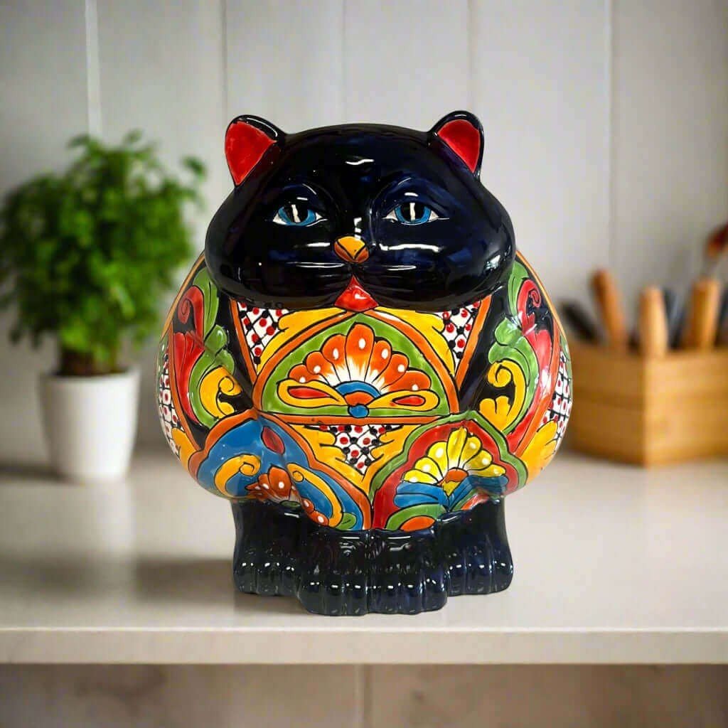 Fat Cat Talavera Planter | Handmade Mexican Pottery Talavera Planter La Vie Bien Fat Cat Talavera Planter | Handmade Mexican Pottery