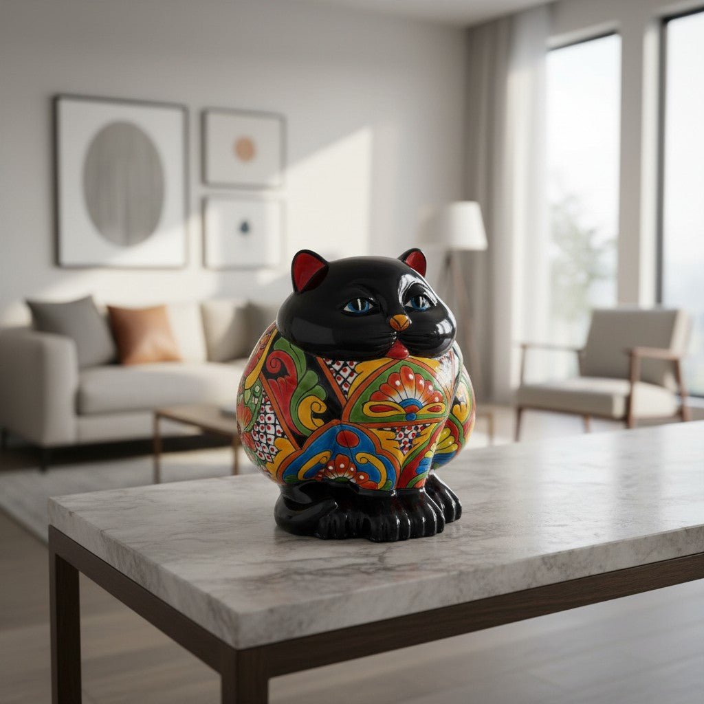 Fat Cat Talavera Planter | Handmade Mexican Pottery Talavera Planter La Vie Bien Fat Cat Talavera Planter | Handmade Mexican Pottery