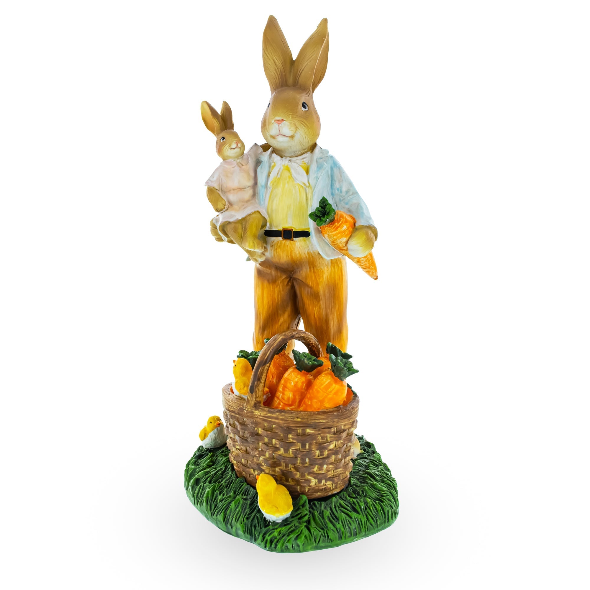 Father & Child Easter Bunny Figurine – Spring Rabbit Statue with Carrots and Chicks Spring Decor 11 Inches Tall Easter > Figurines > Bunnies La Vie Bien Father & Child Easter Bunny Figurine – Spring Rabbit Statue with Carrots and Chicks Spring Decor 11 Inches Tall
