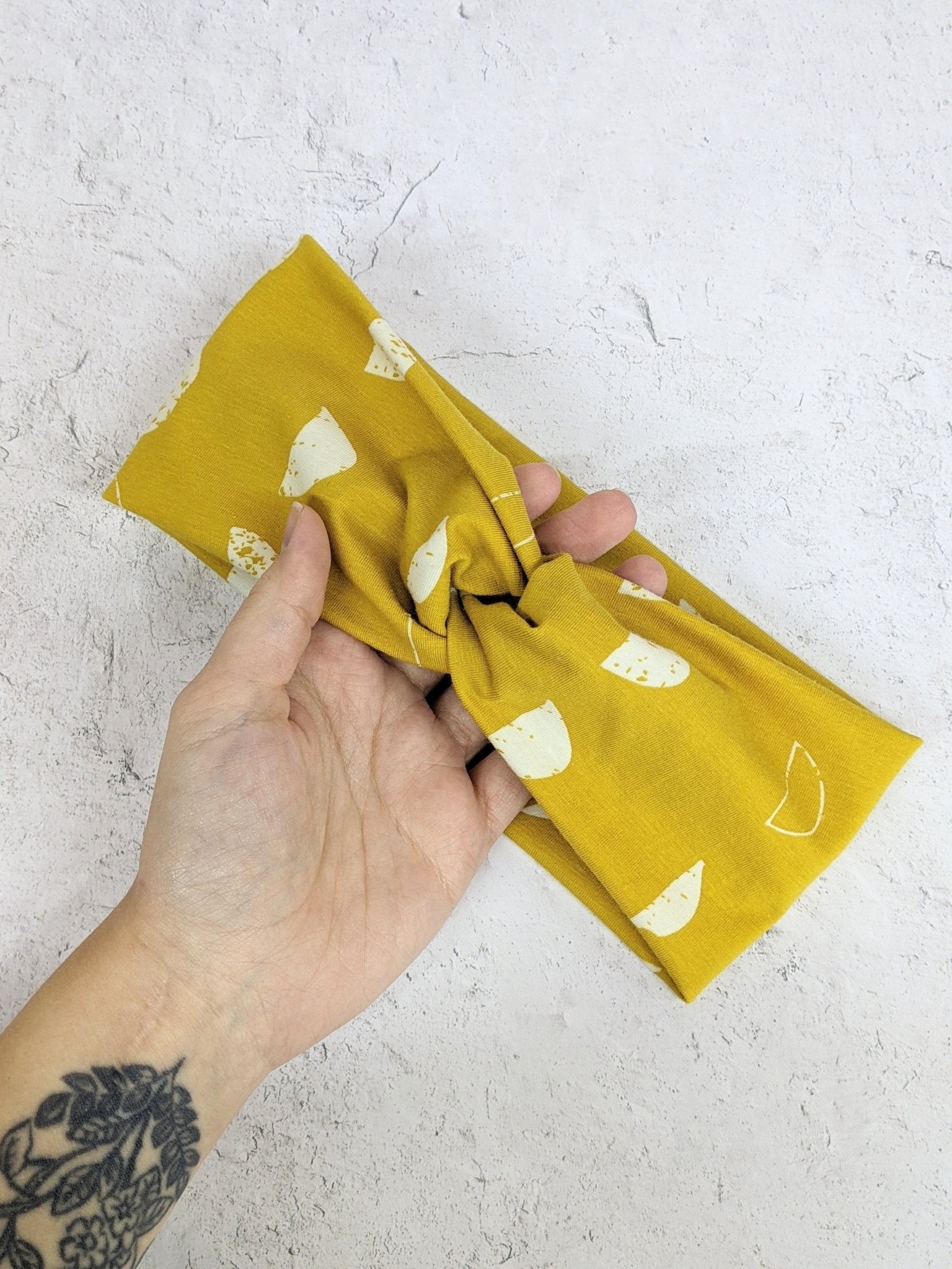 Faux Knot Headband - Moon Phases Mustard Headbands La Vie Bien Faux Knot Headband - Moon Phases Mustard