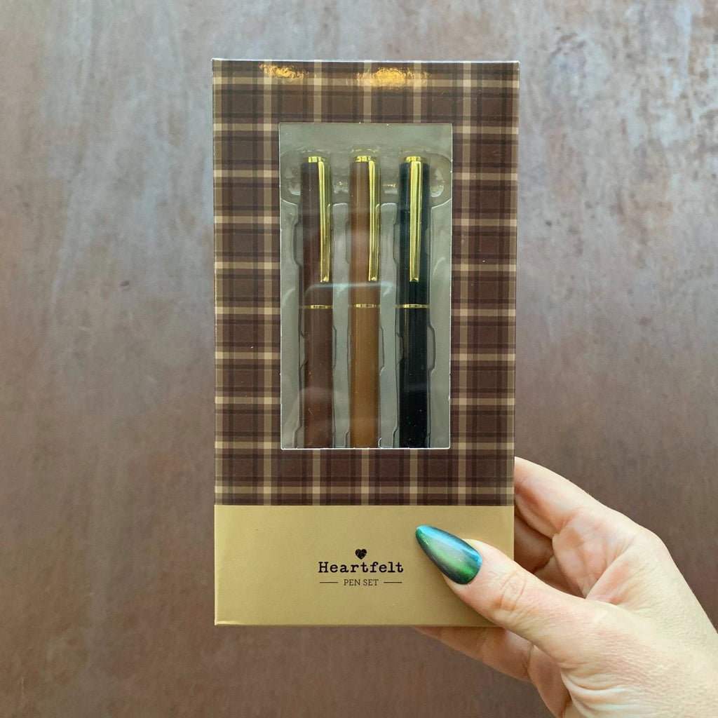 Favorite Memories 3 Piece Pen Set | Father's Day Dad Gift For Him | Set Of 3 Giftable Pens in Plaid Box | Refillable by The Bullish Store