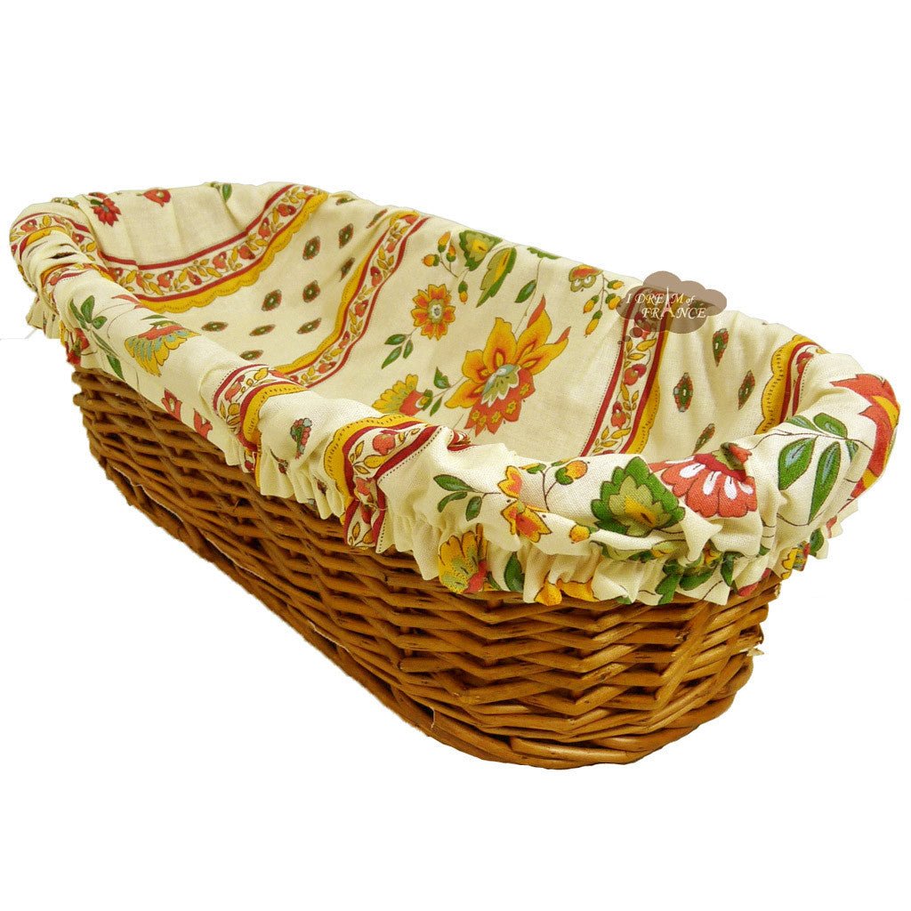 Fayence Red & Cream French Baguette Basket with Removable Liner by Le Cluny Bread basket La Vie Bien Fayence Red & Cream French Baguette Basket with Removable Liner by Le Cluny