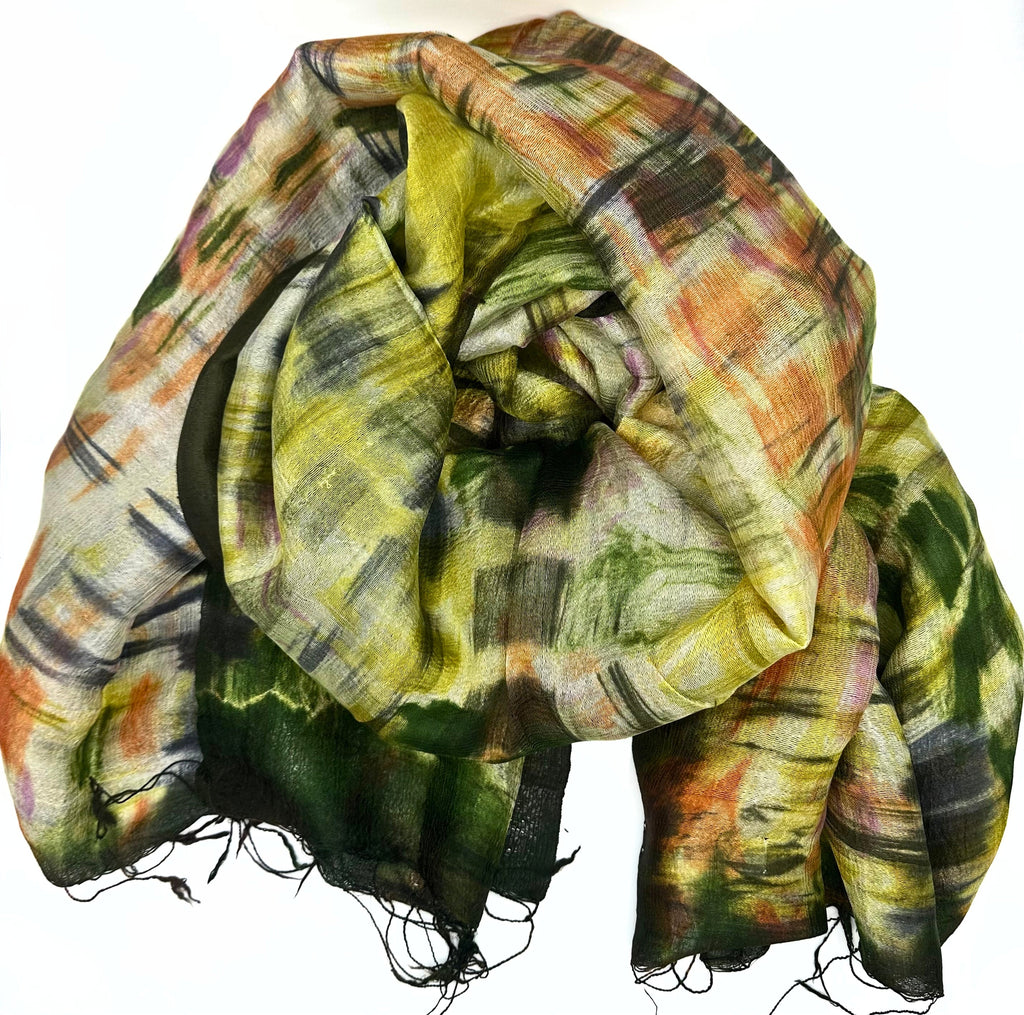 Impressionist Landscape Water Printed Silk Scarf