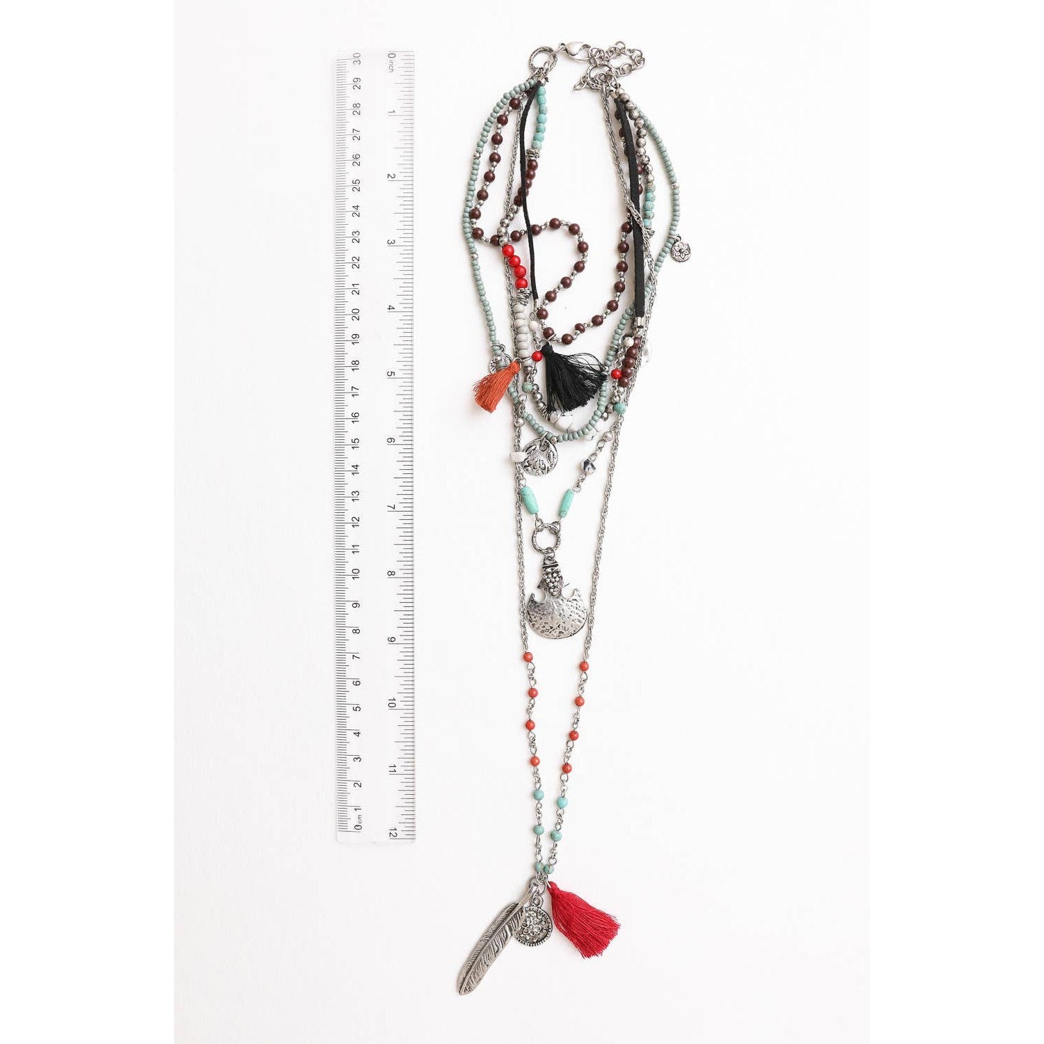 Feather Fringe Multi - Layered Necklace | Handmade Bohemian Style