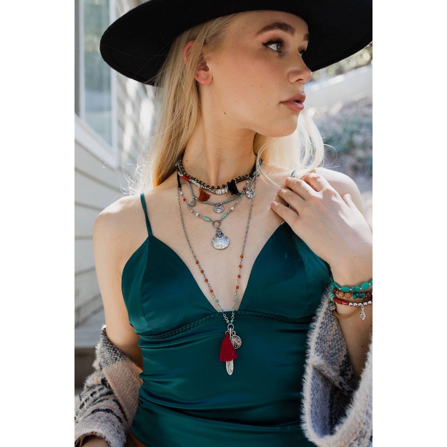 Feather Fringe Multi - Layered Necklace | Handmade Bohemian Style