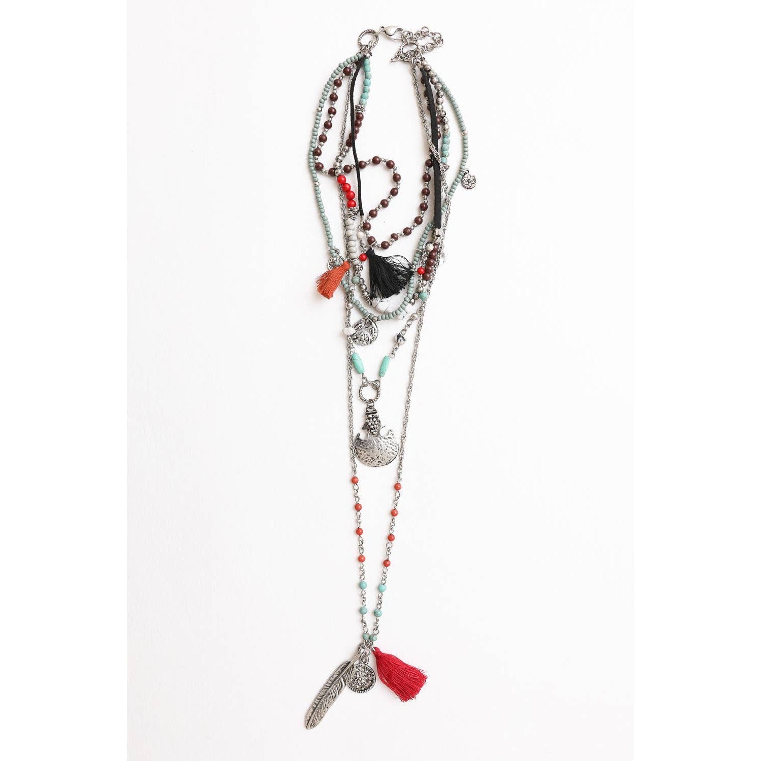 Feather Fringe Multi - Layered Necklace | Handmade Bohemian Style