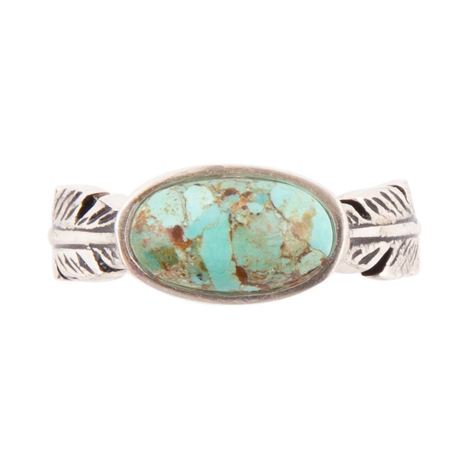 Feather Sterling Silver and Blue Turquoise Ring Rings La Vie Bien Feather Sterling Silver and Blue Turquoise Ring