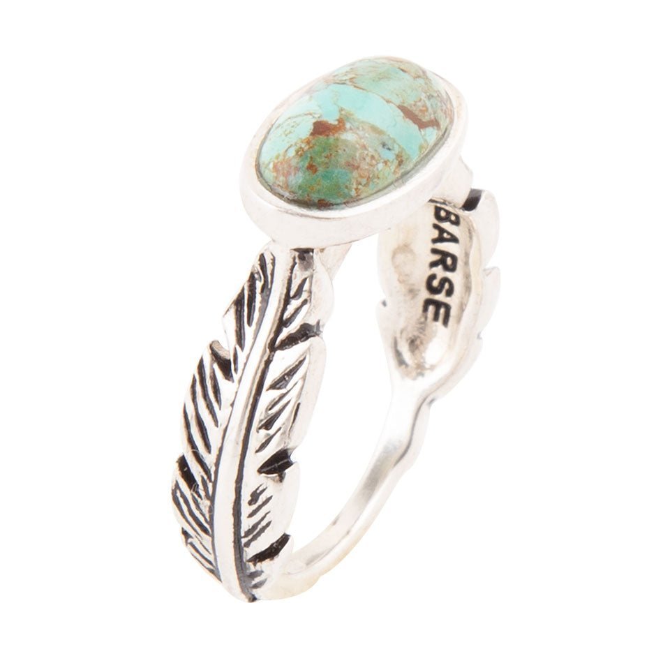 Feather Sterling Silver and Blue Turquoise Ring Rings La Vie Bien Feather Sterling Silver and Blue Turquoise Ring