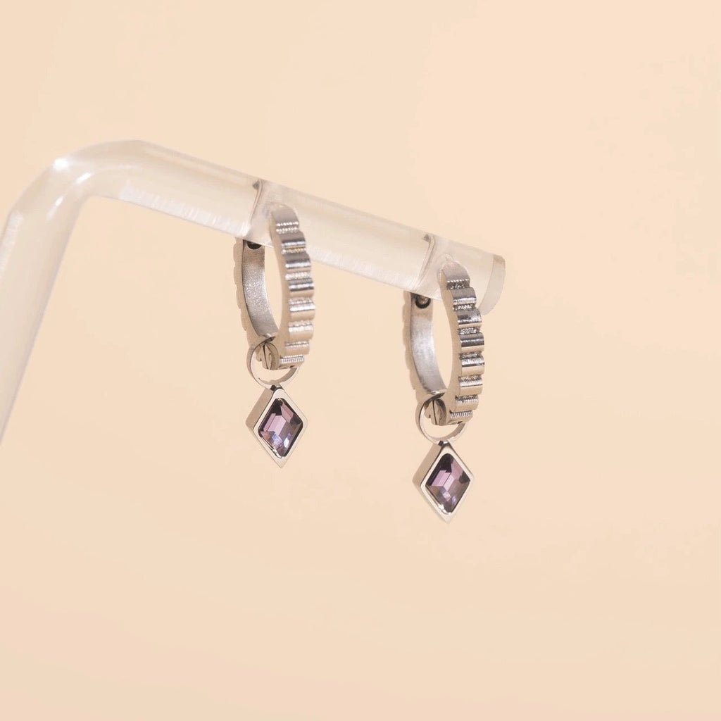 February Birthstone Huggie Hoop Charms by Oh Clementine