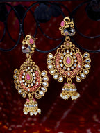Shining Diva Gold-Toned Dome Shaped Jhumkas