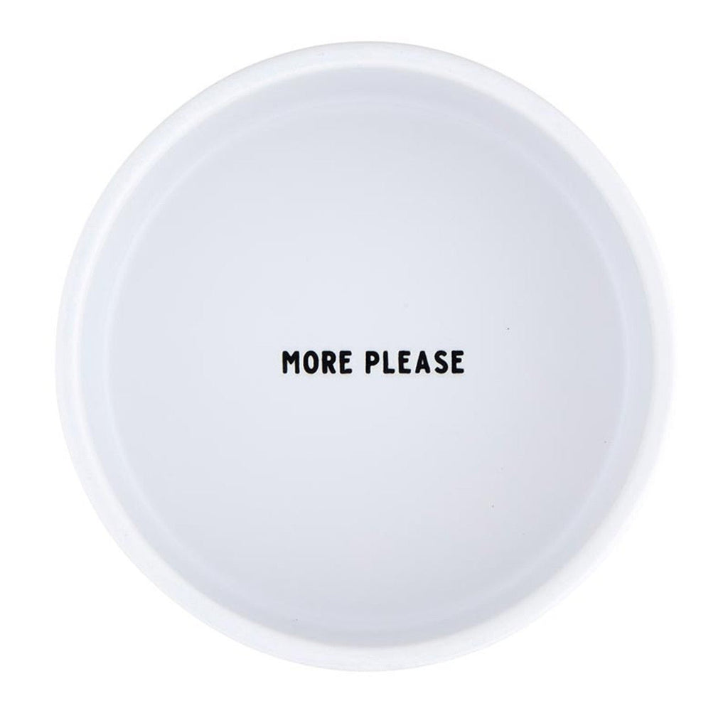 Feed Me And Tell Me I'm Pretty Pet Bowl in White | Circular Pet Water Food Dish Feeder