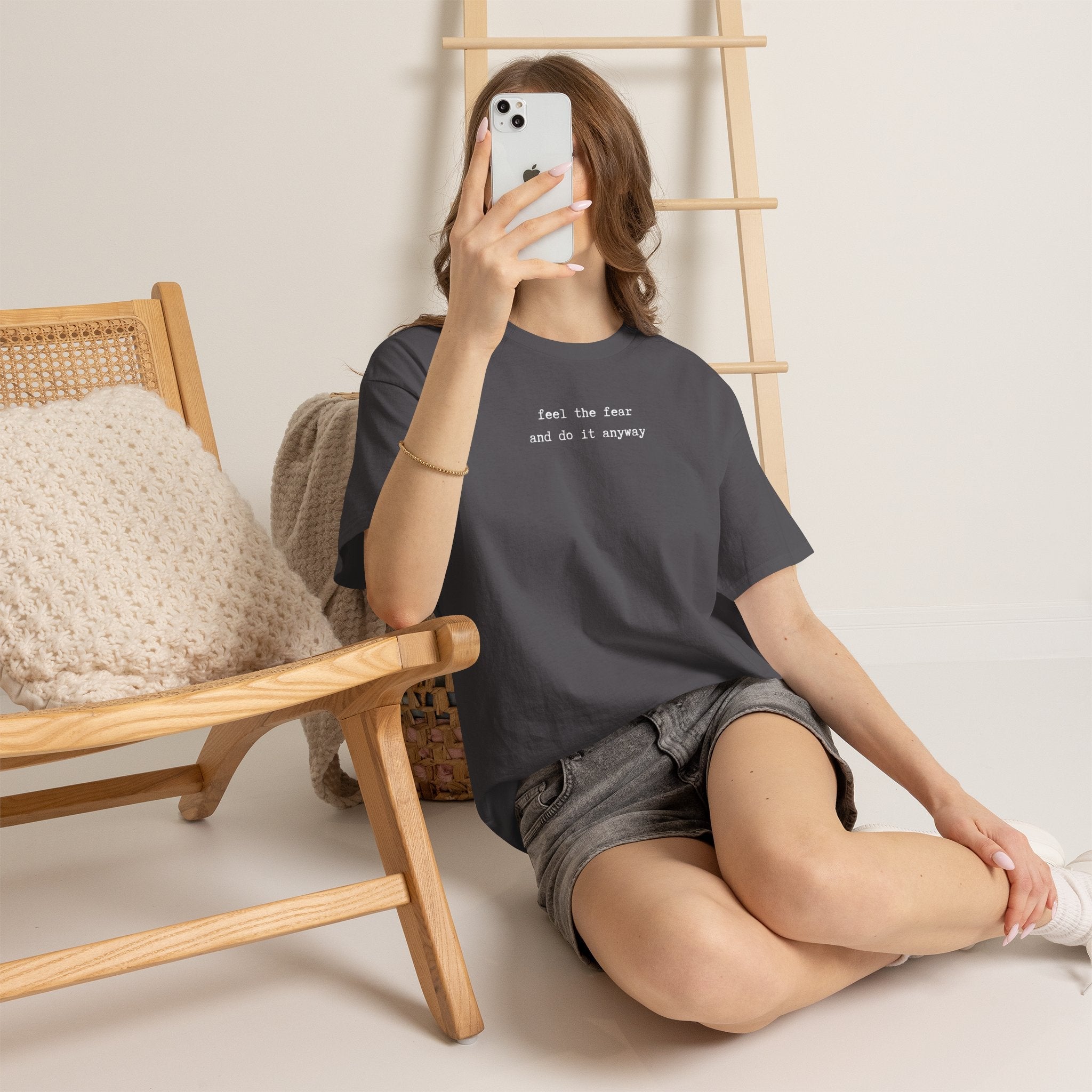 Feel the Fear and do it anyway typewriter font Tee — Minimalist Motivational Black T-Shirt T-Shirt La Vie Bien Feel the Fear and do it anyway typewriter font Tee — Minimalist Motivational Black T-Shirt