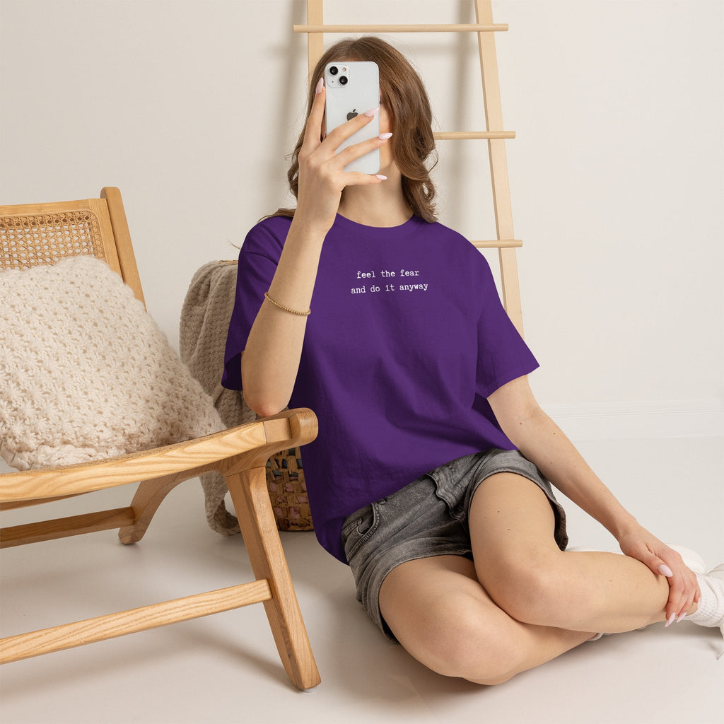 Feel the Fear and do it anyway typewriter font Tee — Minimalist Motivational Black T-Shirt T-Shirt La Vie Bien Feel the Fear and do it anyway typewriter font Tee — Minimalist Motivational Black T-Shirt