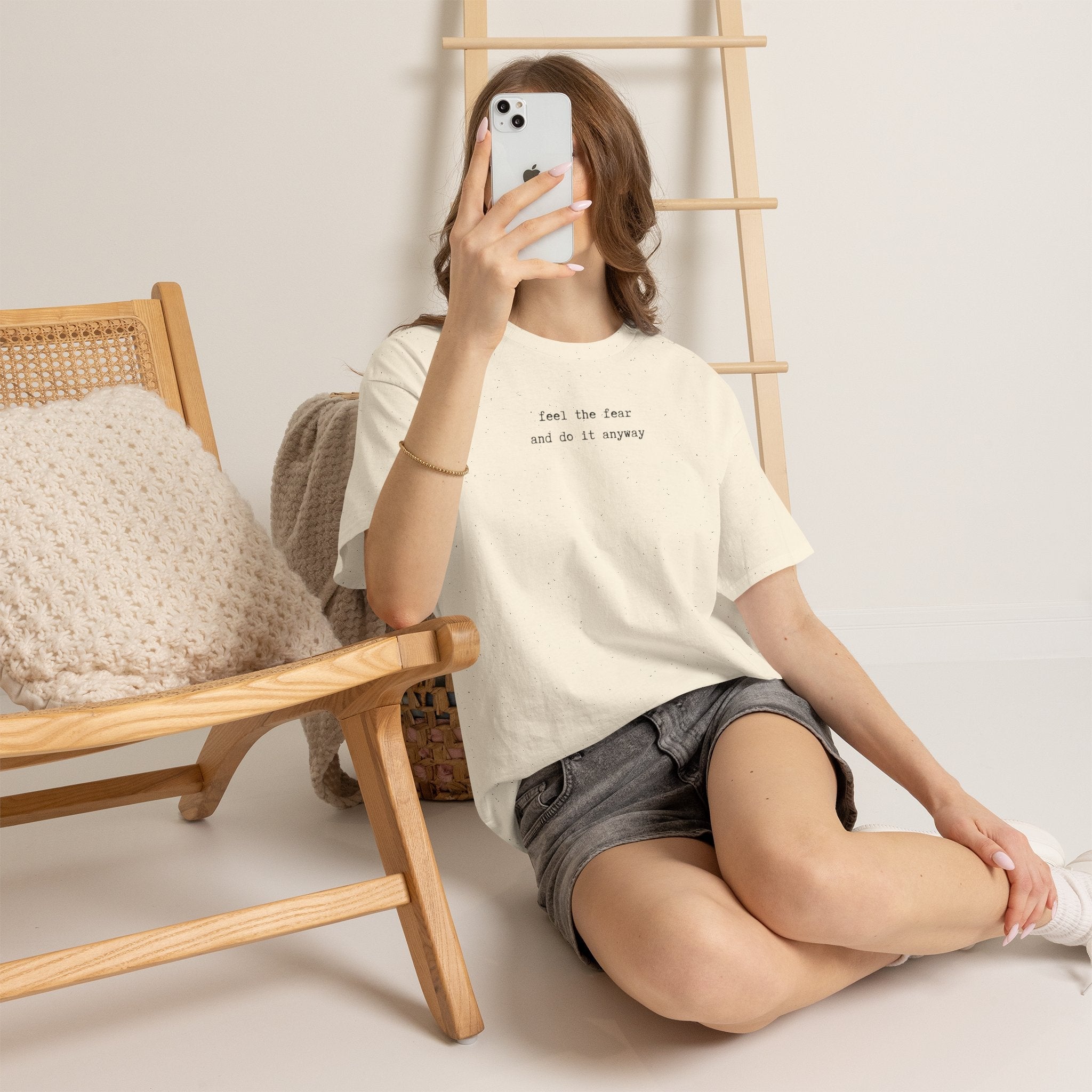 Feel the Fear and do it anyway typewriter font Tee — Minimalist Motivational Black T-Shirt T-Shirt La Vie Bien Feel the Fear and do it anyway typewriter font Tee — Minimalist Motivational Black T-Shirt