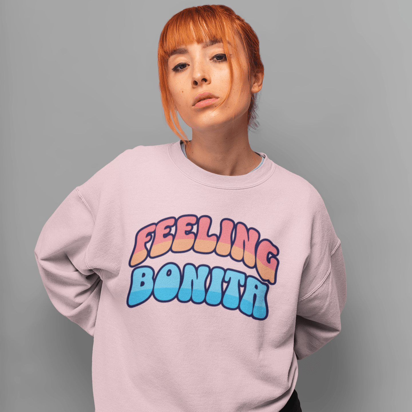 Feeling Bonita Viral Latina Fleece Lined Crewneck | Cute Pretty Comfy Funny Latino | 3 Colors Sweatshirt La Vie Bien Feeling Bonita Viral Latina Fleece Lined Crewneck | Cute Pretty Comfy Funny Latino | 3 Colors