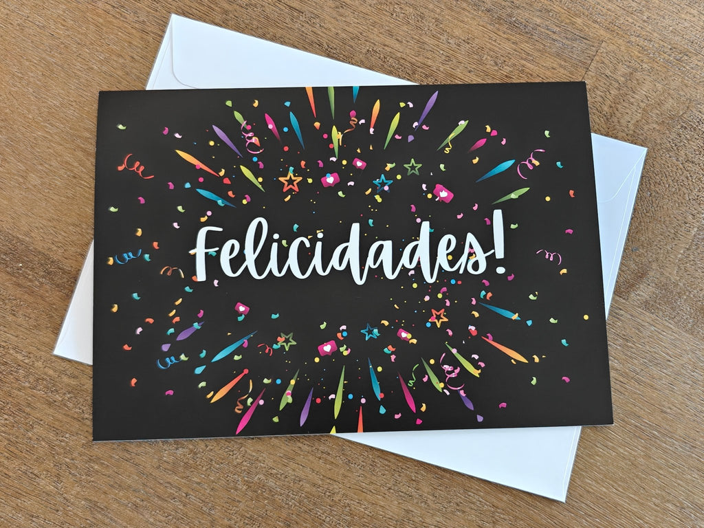 Felicidades fireworks Spanish congratulations Greeting card for graduate, celebrations, blank inside Paper products La Vie Bien Felicidades fireworks Spanish congratulations Greeting card for graduate, celebrations, blank inside
