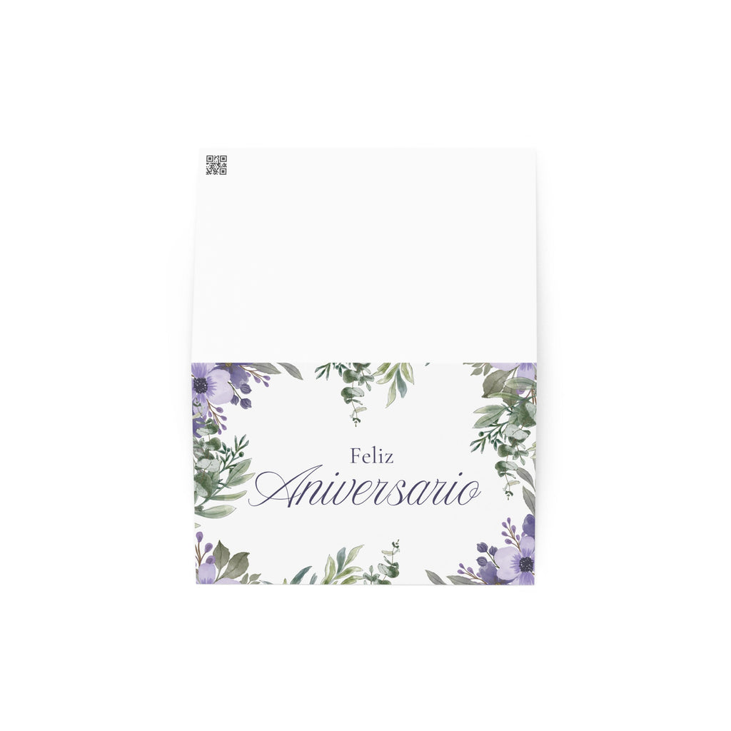 Feliz Aniversario Spanish Happy Anniversary Greeting card, elegant purple floral design with envelope included Greeting card La Vie Bien Feliz Aniversario Spanish Happy Anniversary Greeting card, elegant purple floral design with envelope included
