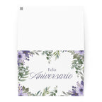 Feliz Aniversario Spanish Happy Anniversary Greeting card, elegant purple floral design with envelope included Greeting card La Vie Bien Feliz Aniversario Spanish Happy Anniversary Greeting card, elegant purple floral design with envelope included