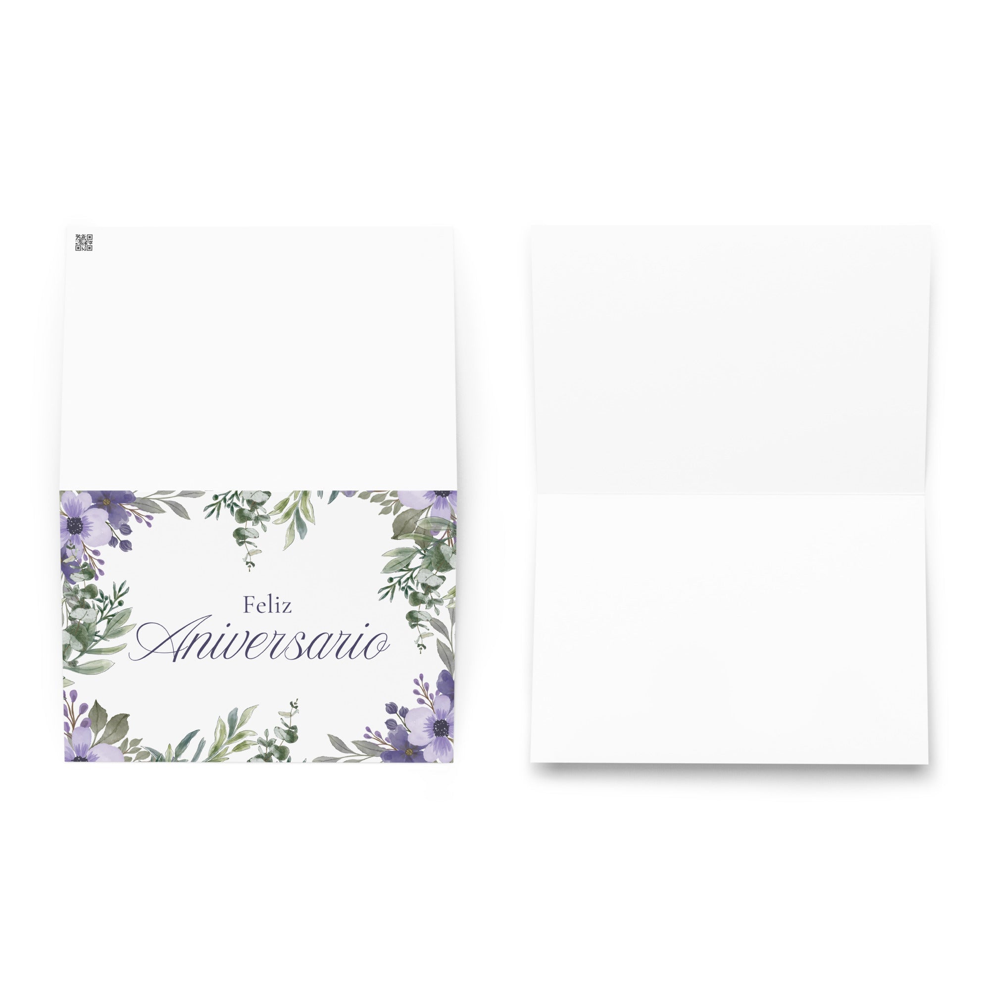 Feliz Aniversario Spanish Happy Anniversary Greeting card, elegant purple floral design with envelope included Greeting card La Vie Bien Feliz Aniversario Spanish Happy Anniversary Greeting card, elegant purple floral design with envelope included