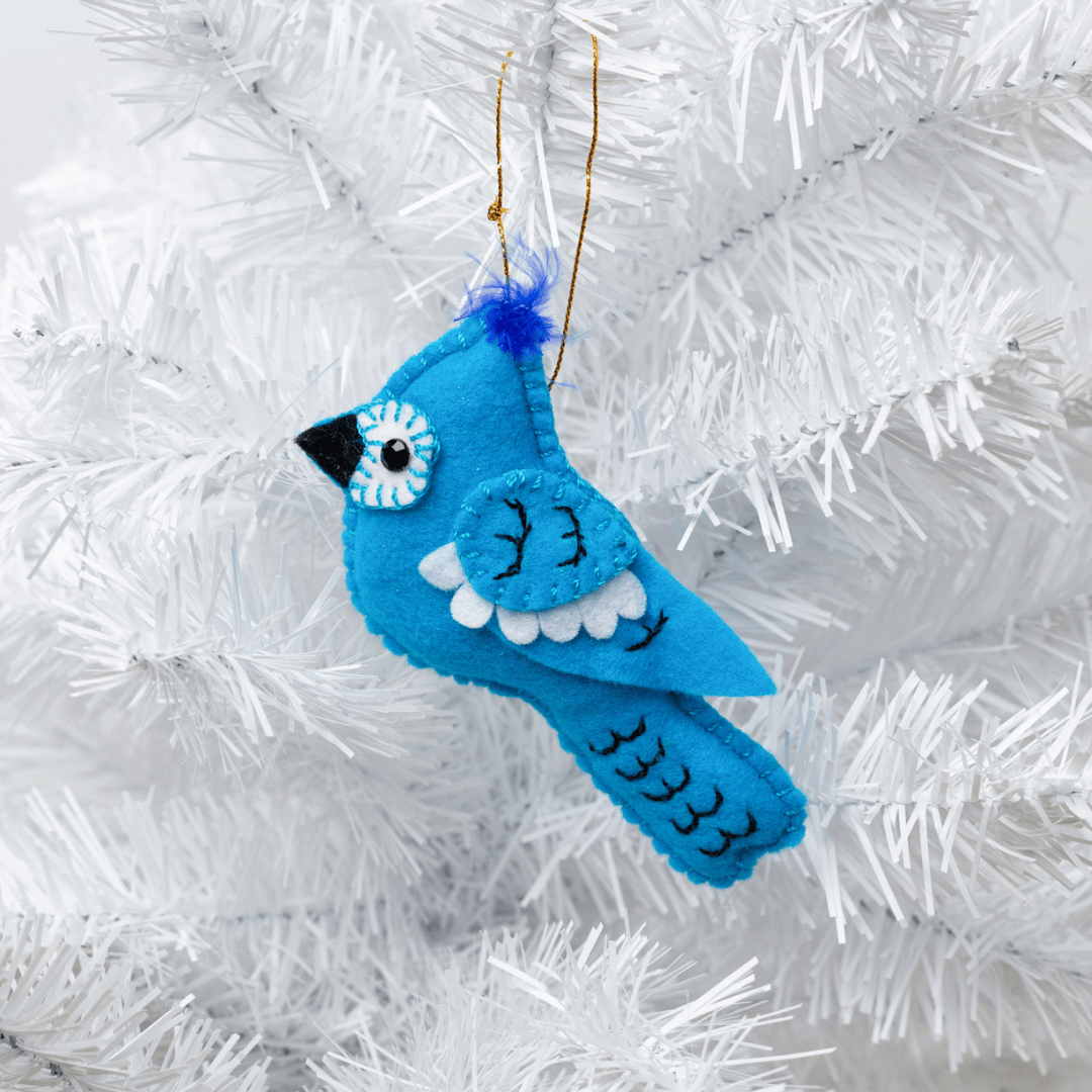 Felt Bluejay Ornament Holiday La Vie Bien Felt Bluejay Ornament