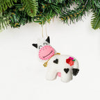 Felt Cow Ornament Holiday La Vie Bien Felt Cow Ornament