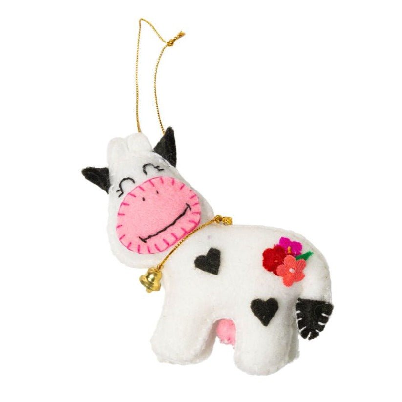 Felt Cow Ornament Holiday La Vie Bien Felt Cow Ornament