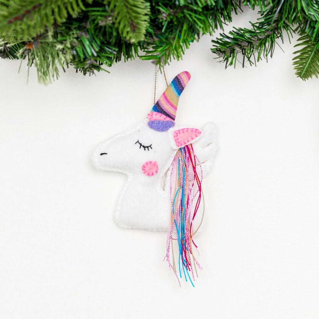 Felt Unicorn Ornament Holiday La Vie Bien Felt Unicorn Ornament
