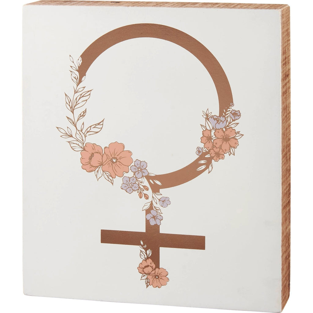 Female Box Sign | Female Gender Symbol Wooden Sign Decor | 7.75" x 9" by The Bullish Store