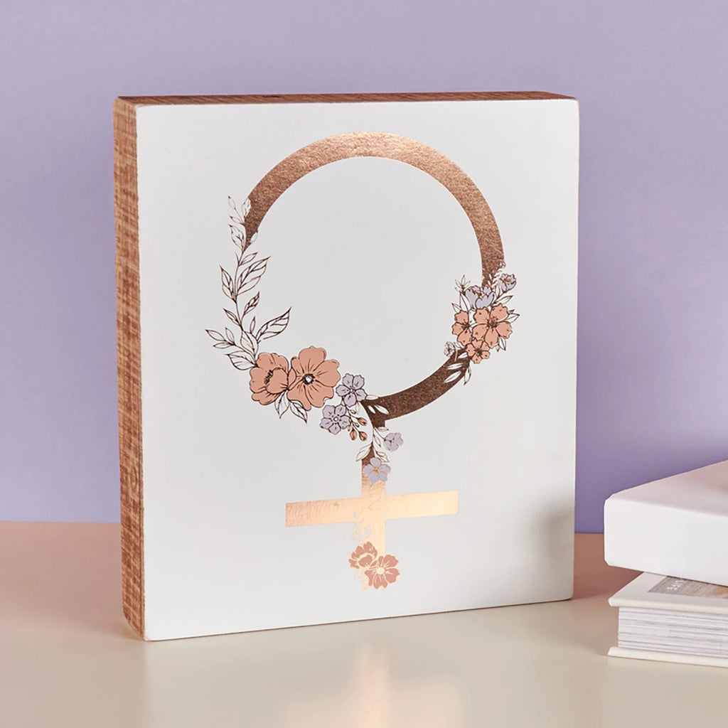 Female Box Sign | Female Gender Symbol Wooden Sign Decor | 7.75" x 9" by The Bullish Store