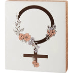 Female Box Sign | Female Gender Symbol Wooden Sign Decor | 7.75" x 9" by The Bullish Store