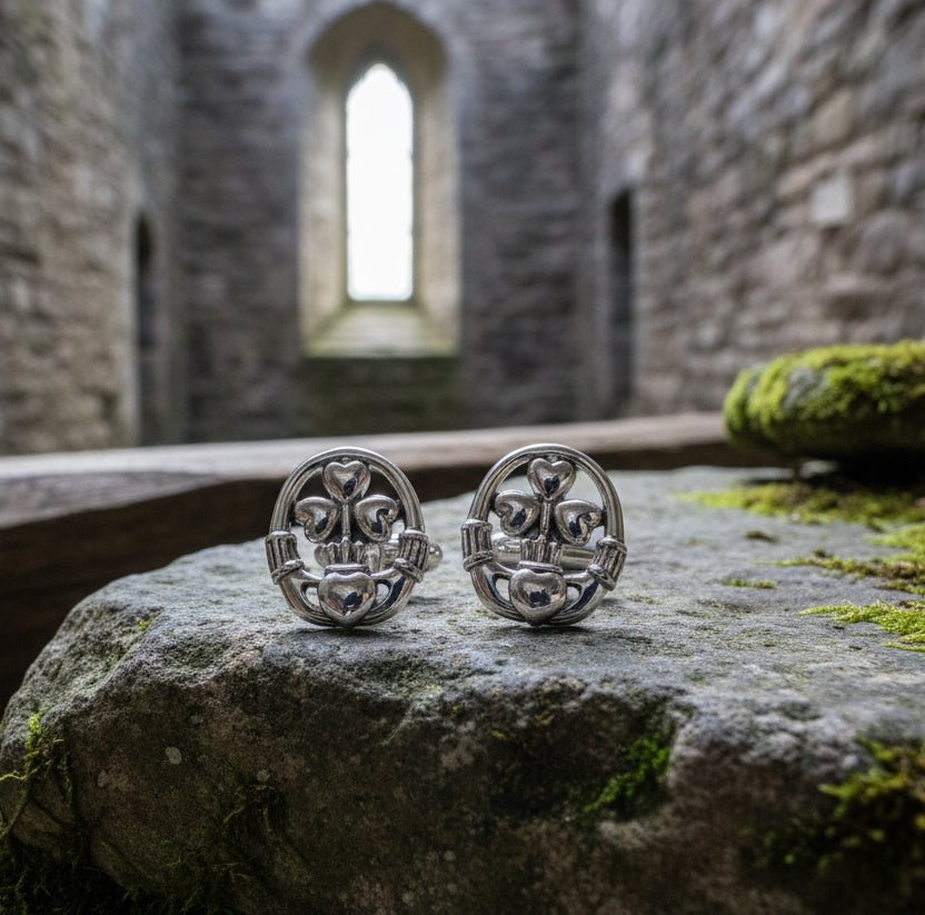 Fergal Irish Claddagh Sterling Silver Cuff Links Cuff Links La Vie Bien Fergal Irish Claddagh Sterling Silver Cuff Links