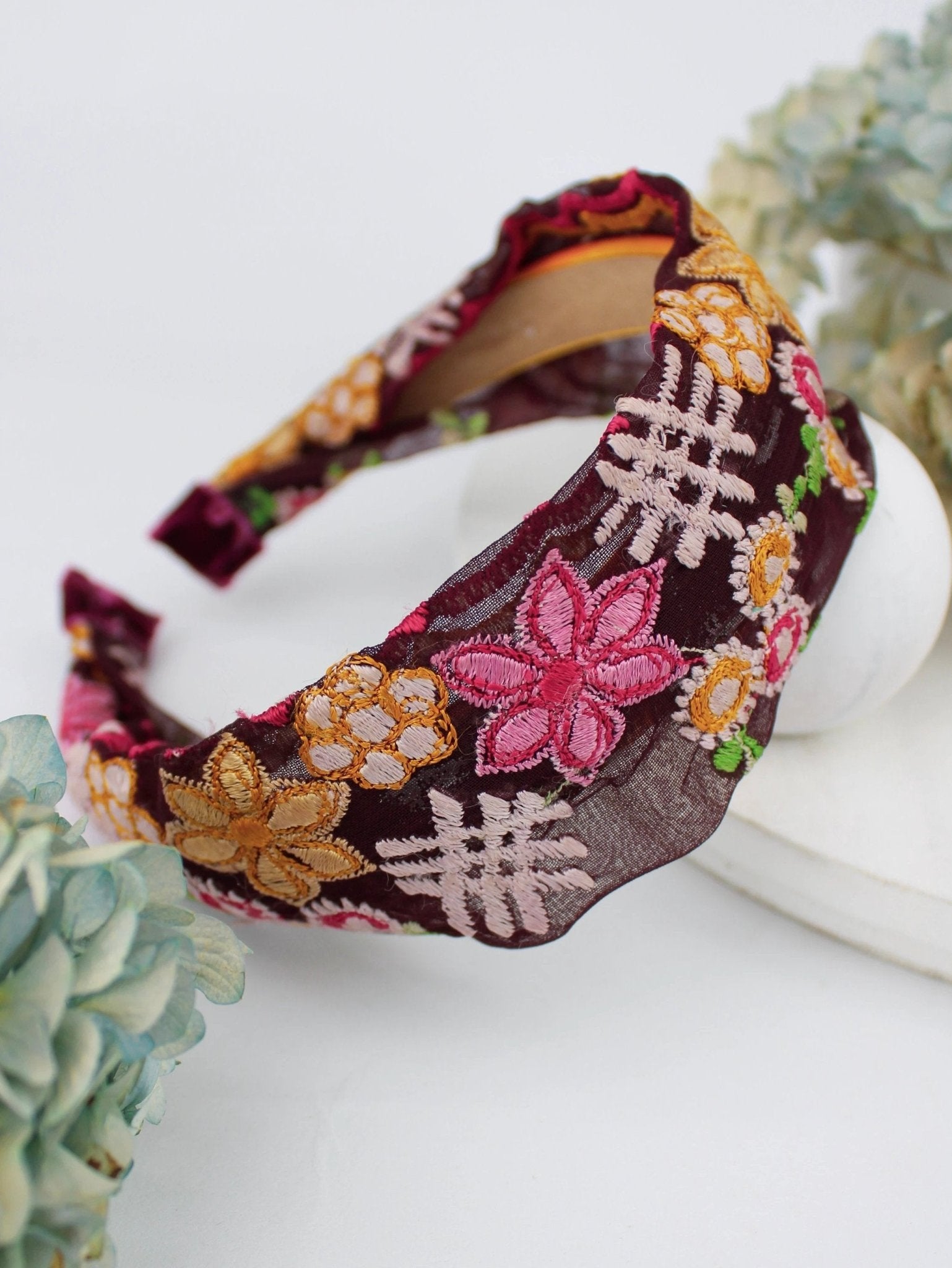 Festival Flowers Embroidered Headband by Ash & Rose