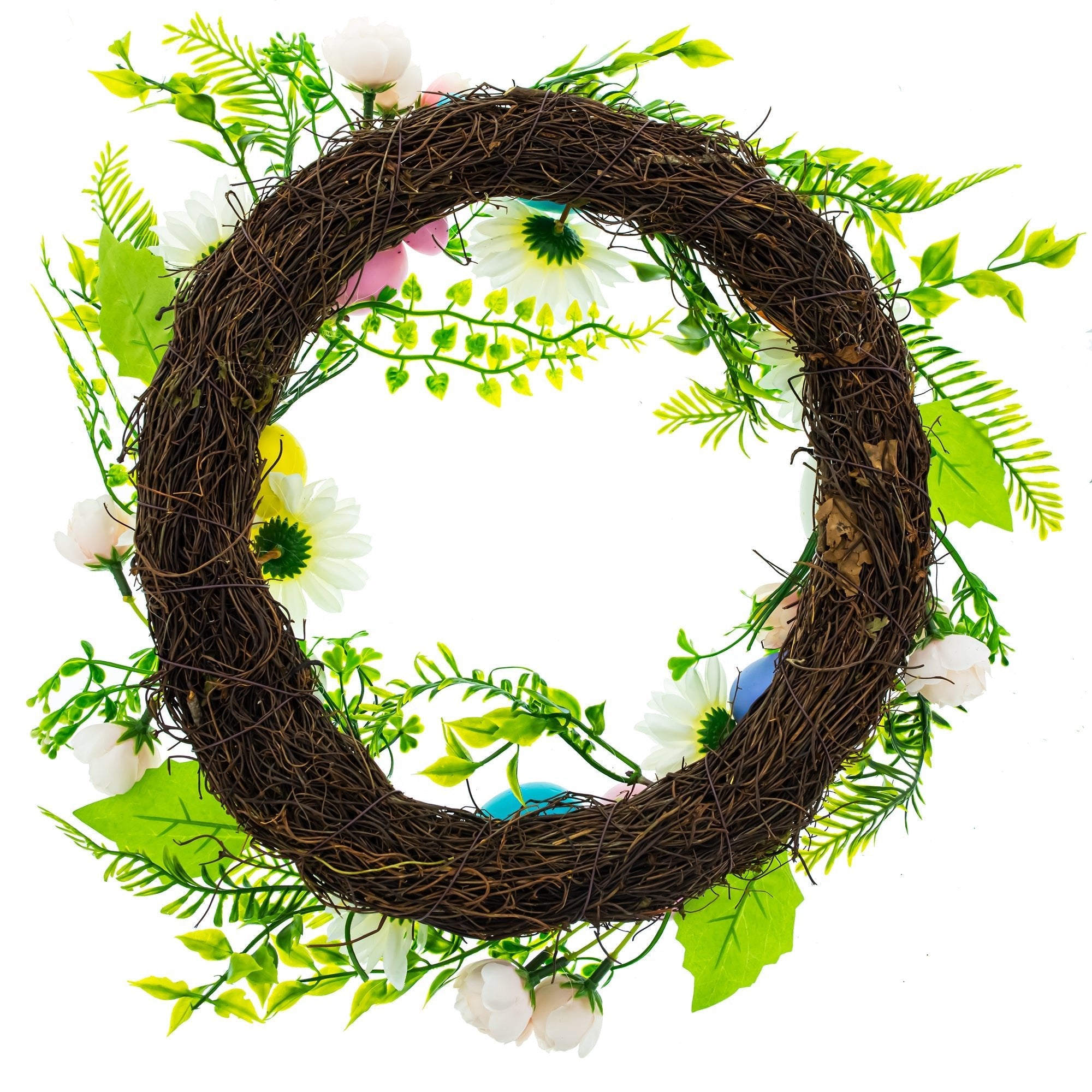 Festive Easter Floral Door Wreath with Pastel Speckled Eggs Easter > Wreaths La Vie Bien Festive Easter Floral Door Wreath with Pastel Speckled Eggs