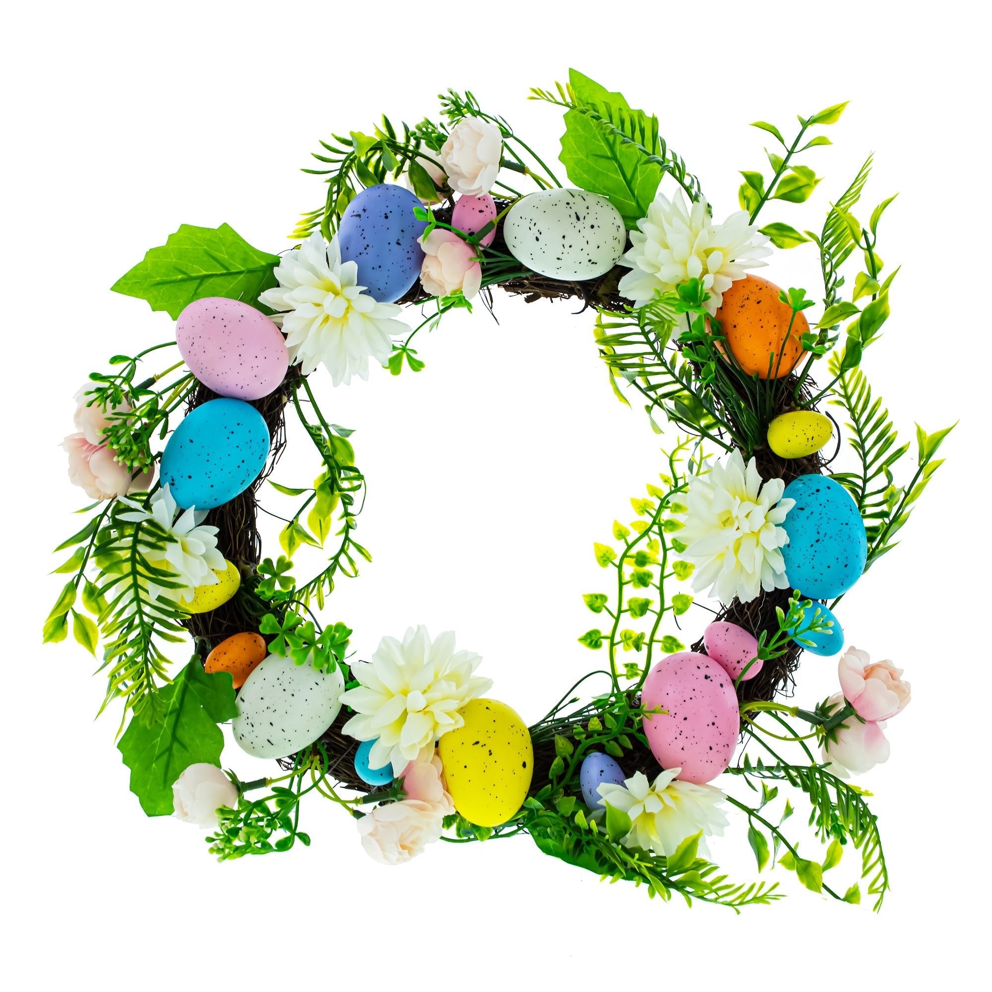 Festive Easter Floral Door Wreath with Pastel Speckled Eggs Easter > Wreaths La Vie Bien Festive Easter Floral Door Wreath with Pastel Speckled Eggs