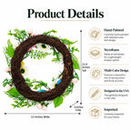 Festive Easter Floral Door Wreath with Pastel Speckled Eggs Easter > Wreaths La Vie Bien Festive Easter Floral Door Wreath with Pastel Speckled Eggs