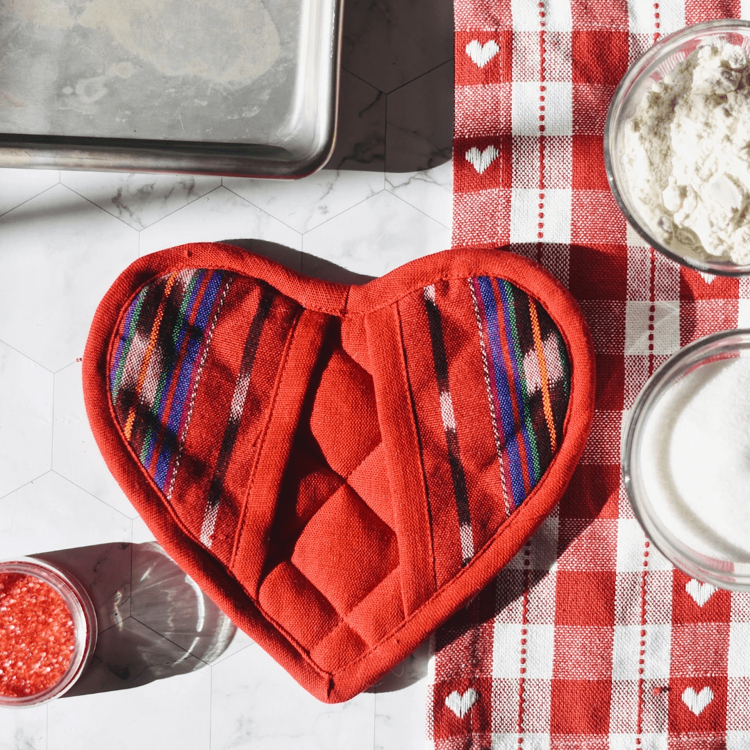 Festive Heart Pot Holder by Upavim Crafts