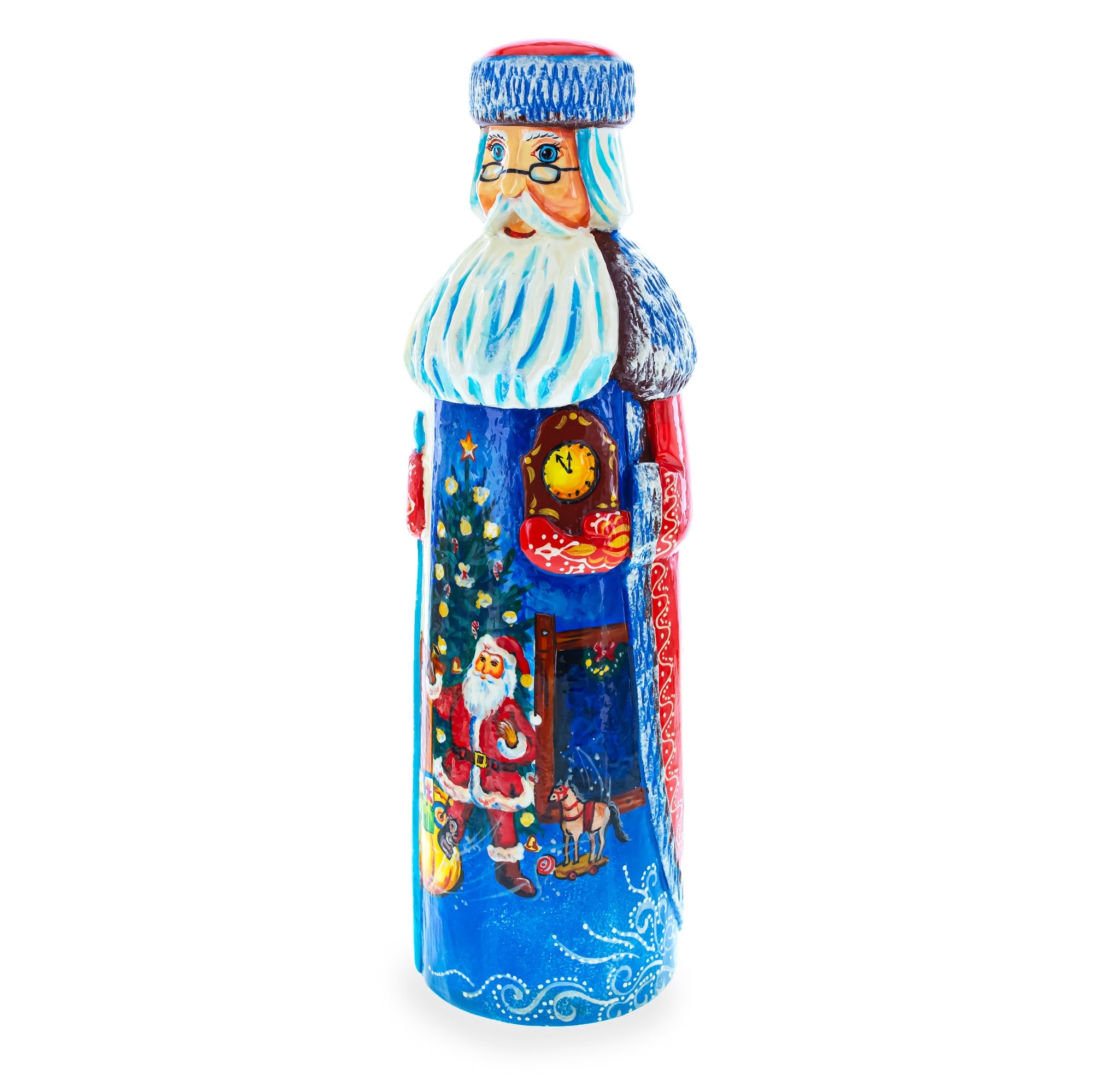 Santa Leaving Gifts on Christmas Eve Hand Carved Solid Wooden Figurine 11 Inches
