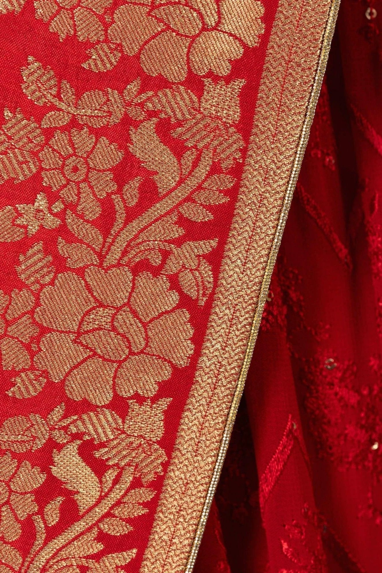 Fiara Red Gown with Drape by Raas