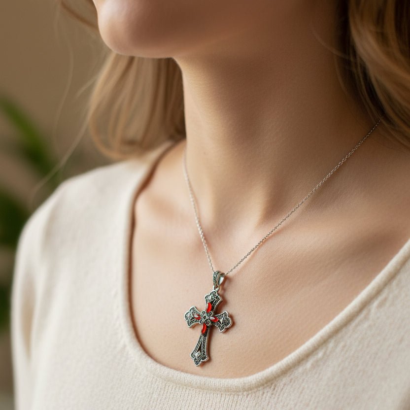Fidelity Large Celtic Cross Necklace in Sterling Silver Pendant La Vie Bien Fidelity Large Celtic Cross Necklace in Sterling Silver