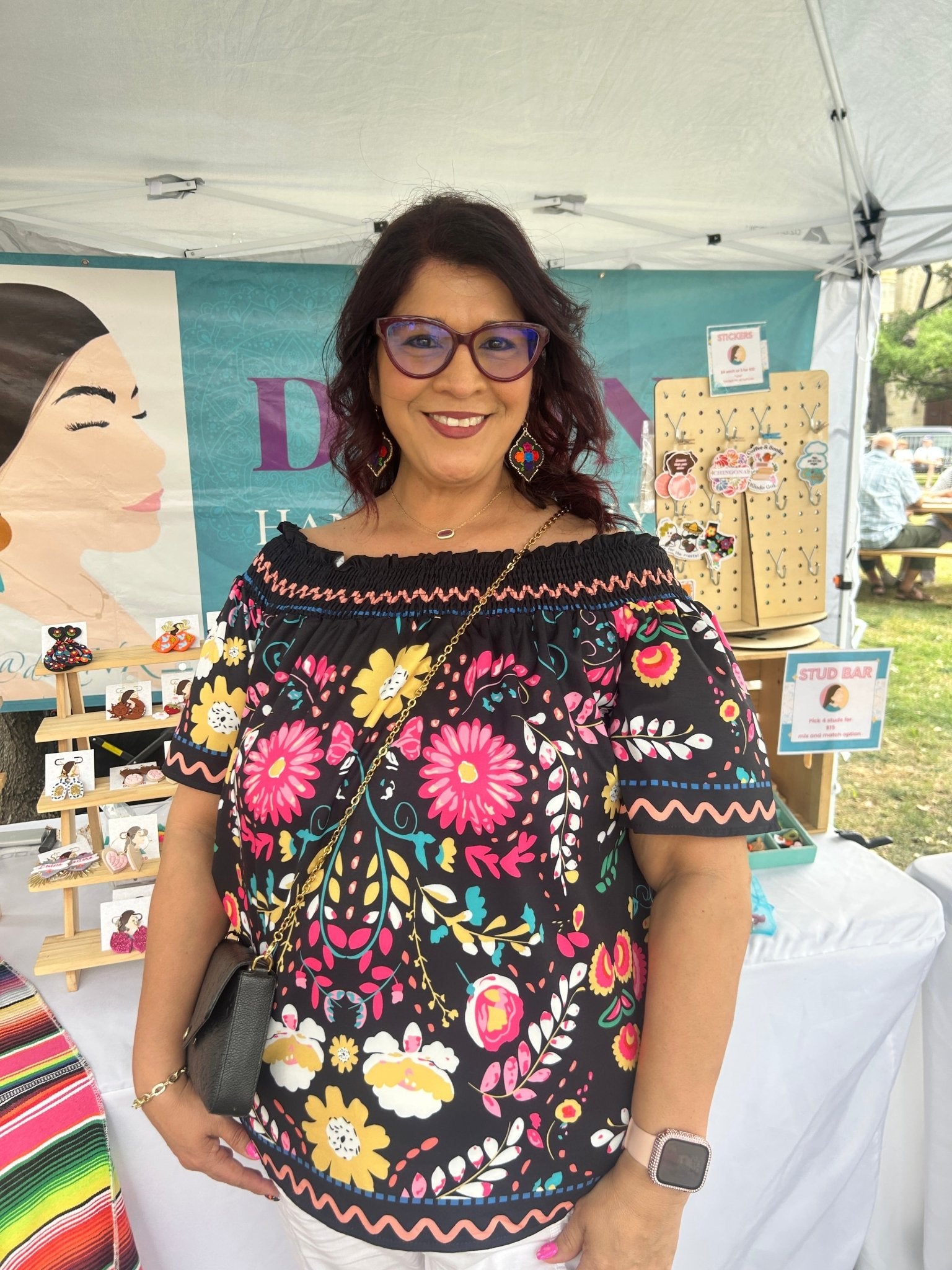 Fiesta Florals with Gold Earrings La Vie Bien Fiesta Florals with Gold