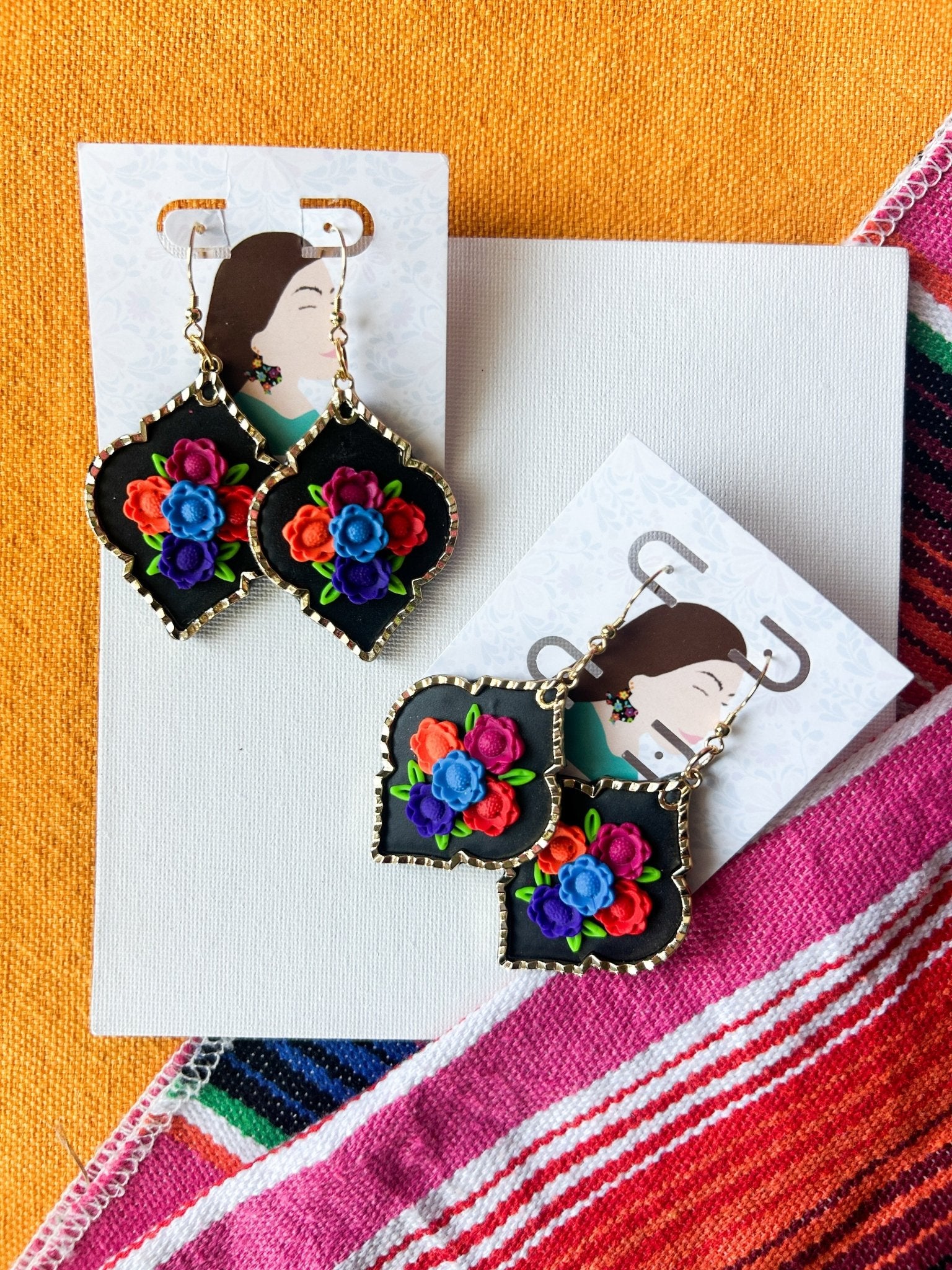 Fiesta Florals with Gold Earrings La Vie Bien Fiesta Florals with Gold