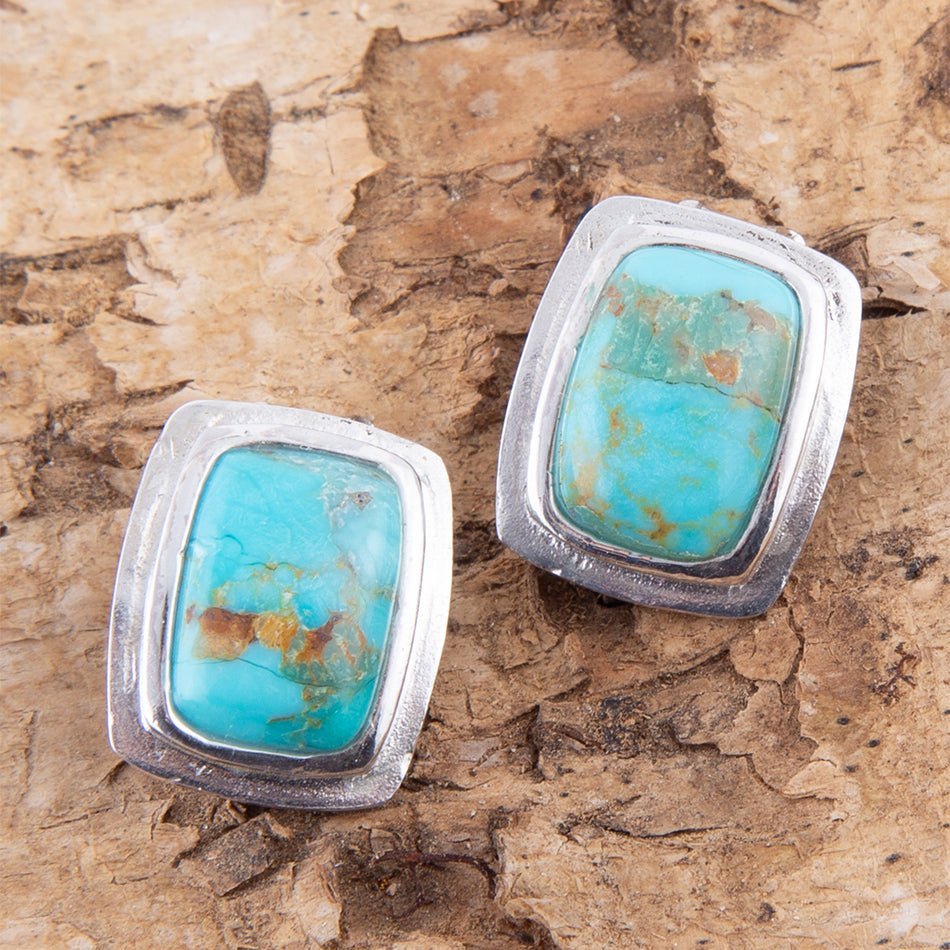 Fiji Isles Blue Turquoise Sterling Silver Clip Earrings Earrings La Vie Bien Fiji Isles Blue Turquoise Sterling Silver Clip Earrings