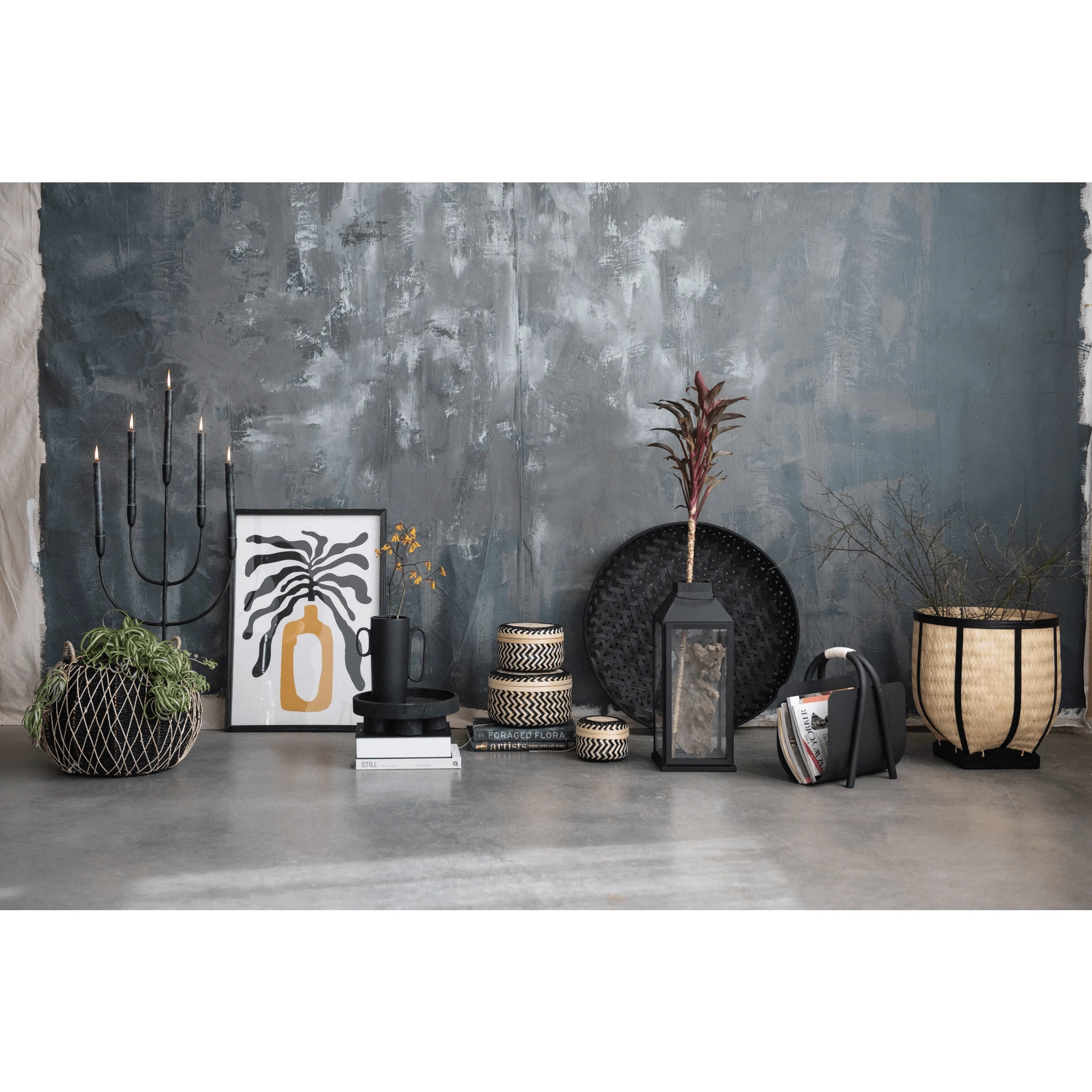 Decorative Paulownia Wood Footed Tray, Black by White Cliff Studio