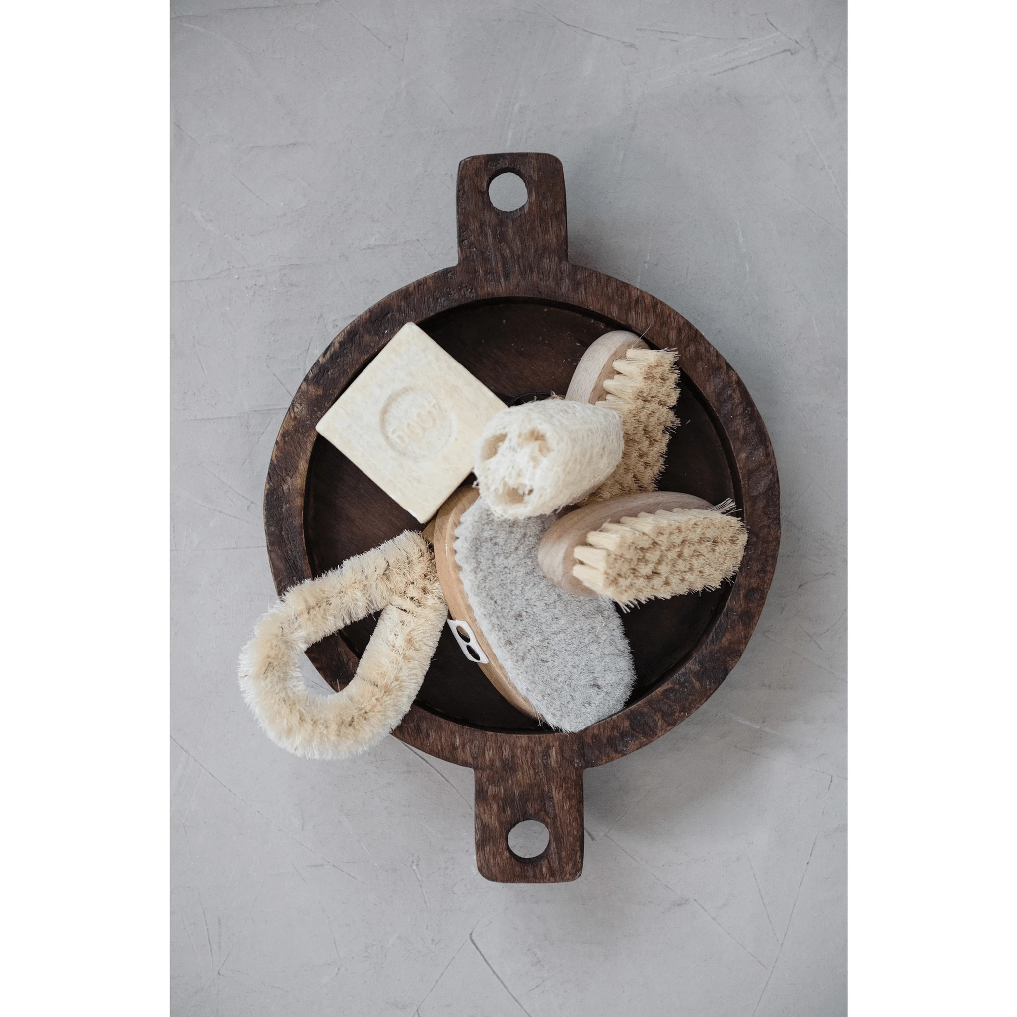 Loofah Brush with Cotton Rope Hanger, Natural by White Cliff Studio