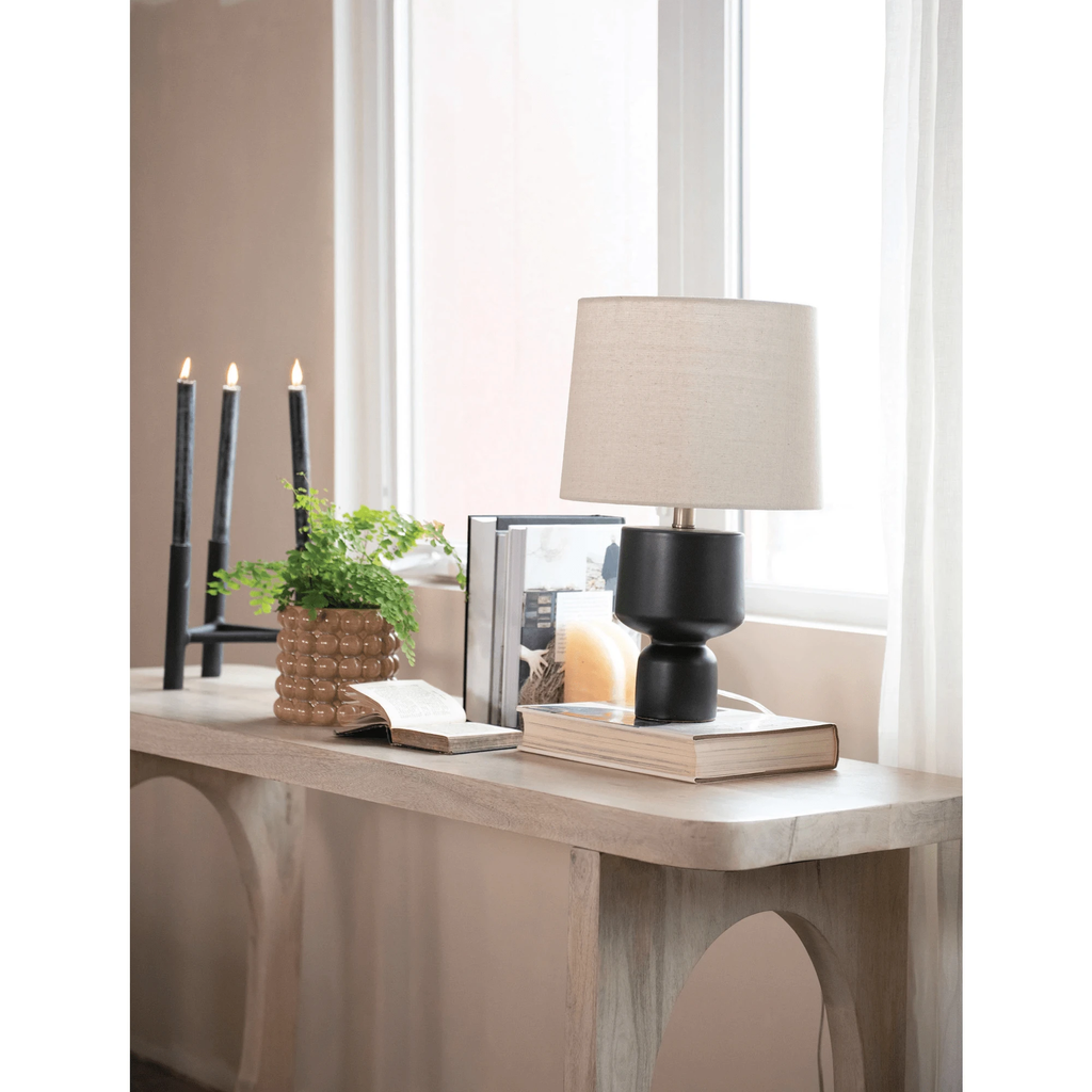 Textured Metal Triple Taper Candle Holder in Black by White Cliff Studio